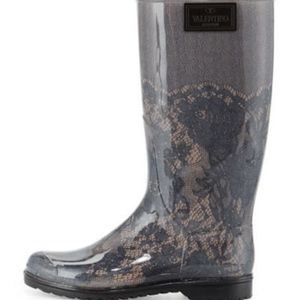 Valentino Garavani Blue Blush Rubber Rain Boots